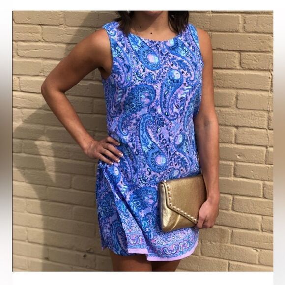 Lilly Pulitzer Hello Sunshine Donna Romper Purple Paisley Sleeveless Size‎ 2 - Picture 2 of 12